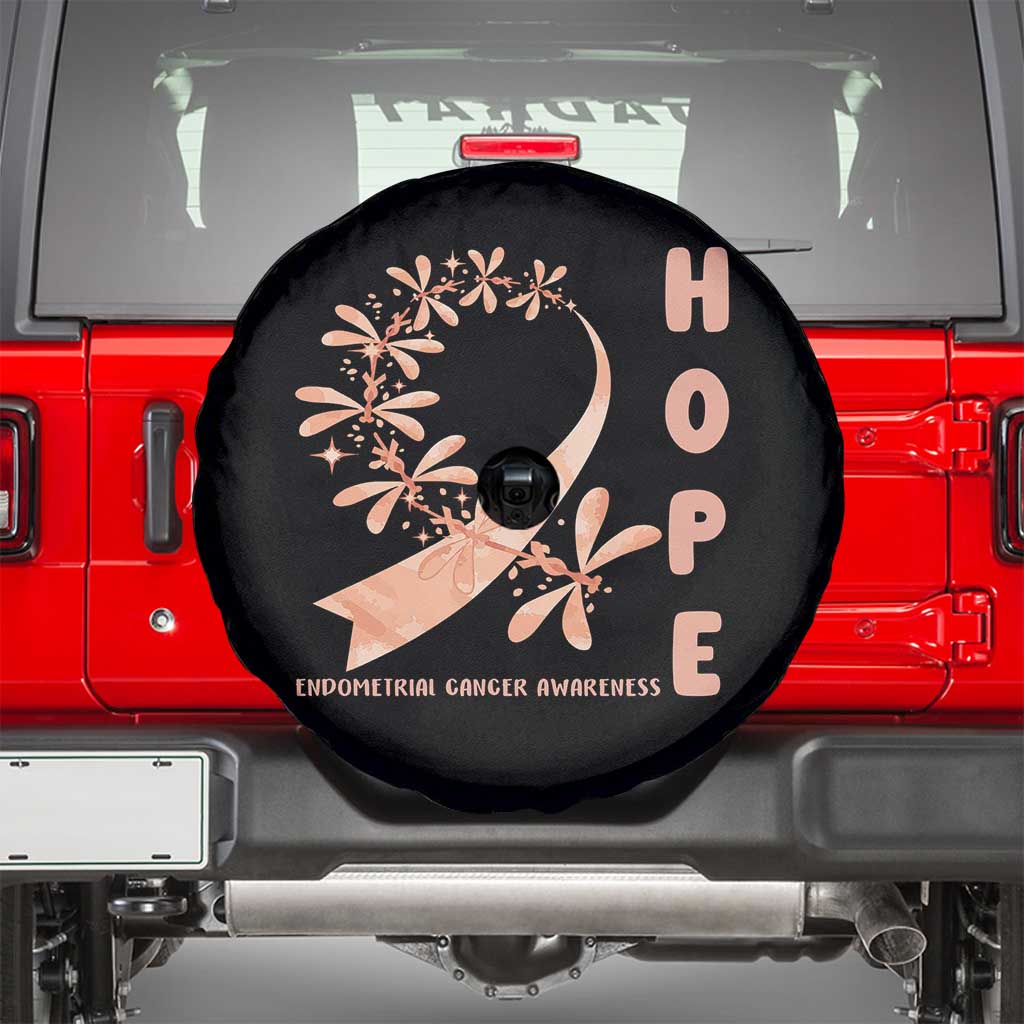 Peach Dragonfly Endometrial Cancer Spare Tire Cover Hope And Strength