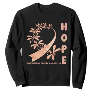 Peach Dragonfly Endometrial Cancer Sweatshirt Hope And Strength