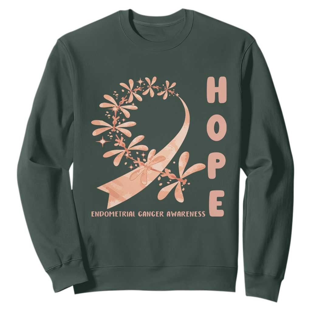 Peach Dragonfly Endometrial Cancer Sweatshirt Hope And Strength