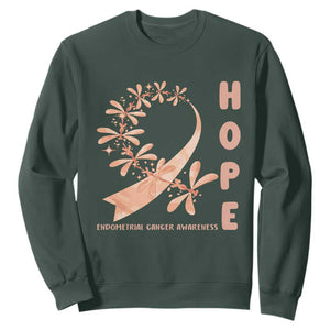 Peach Dragonfly Endometrial Cancer Sweatshirt Hope And Strength