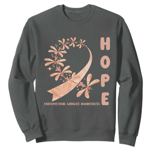 Peach Dragonfly Endometrial Cancer Sweatshirt Hope And Strength