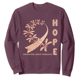Peach Dragonfly Endometrial Cancer Sweatshirt Hope And Strength