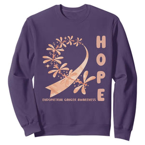 Peach Dragonfly Endometrial Cancer Sweatshirt Hope And Strength