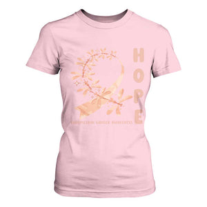 Peach Dragonfly Endometrial Cancer T Shirt For Women Hope And Strength