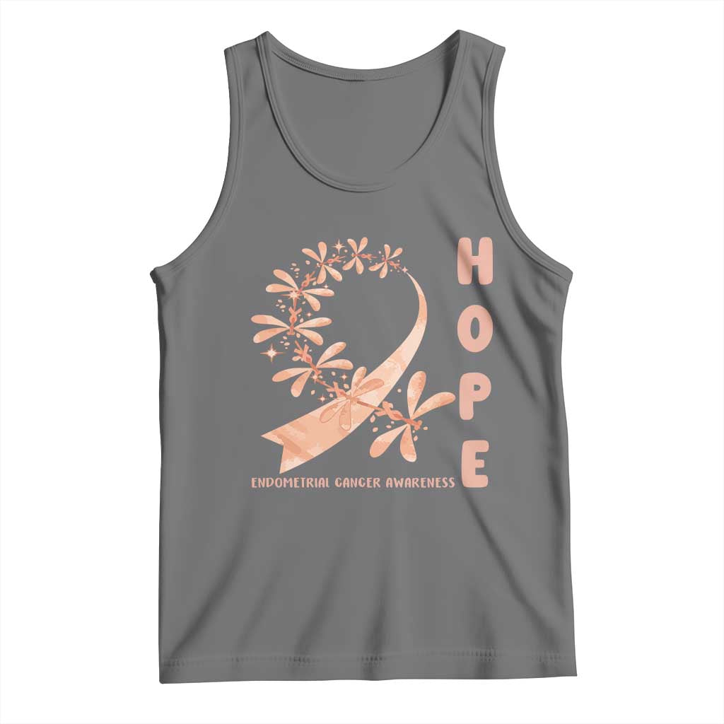 Peach Dragonfly Endometrial Cancer Tank Top Hope And Strength