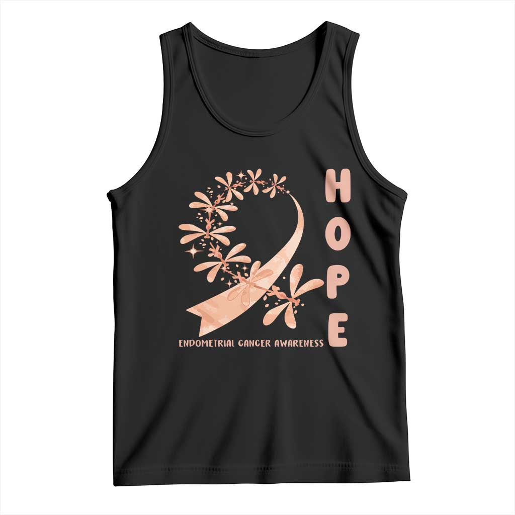 Peach Dragonfly Endometrial Cancer Tank Top Hope And Strength TS12 Black Print Your Wear
