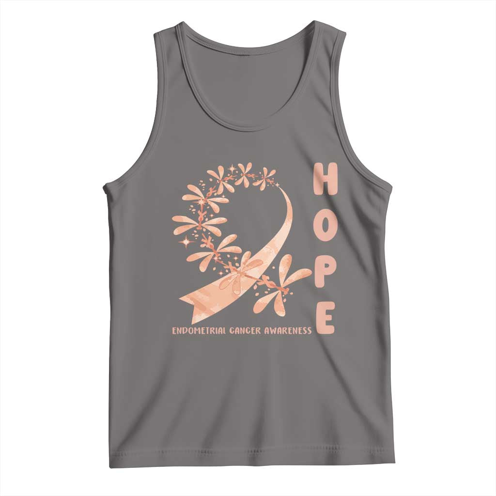 Peach Dragonfly Endometrial Cancer Tank Top Hope And Strength