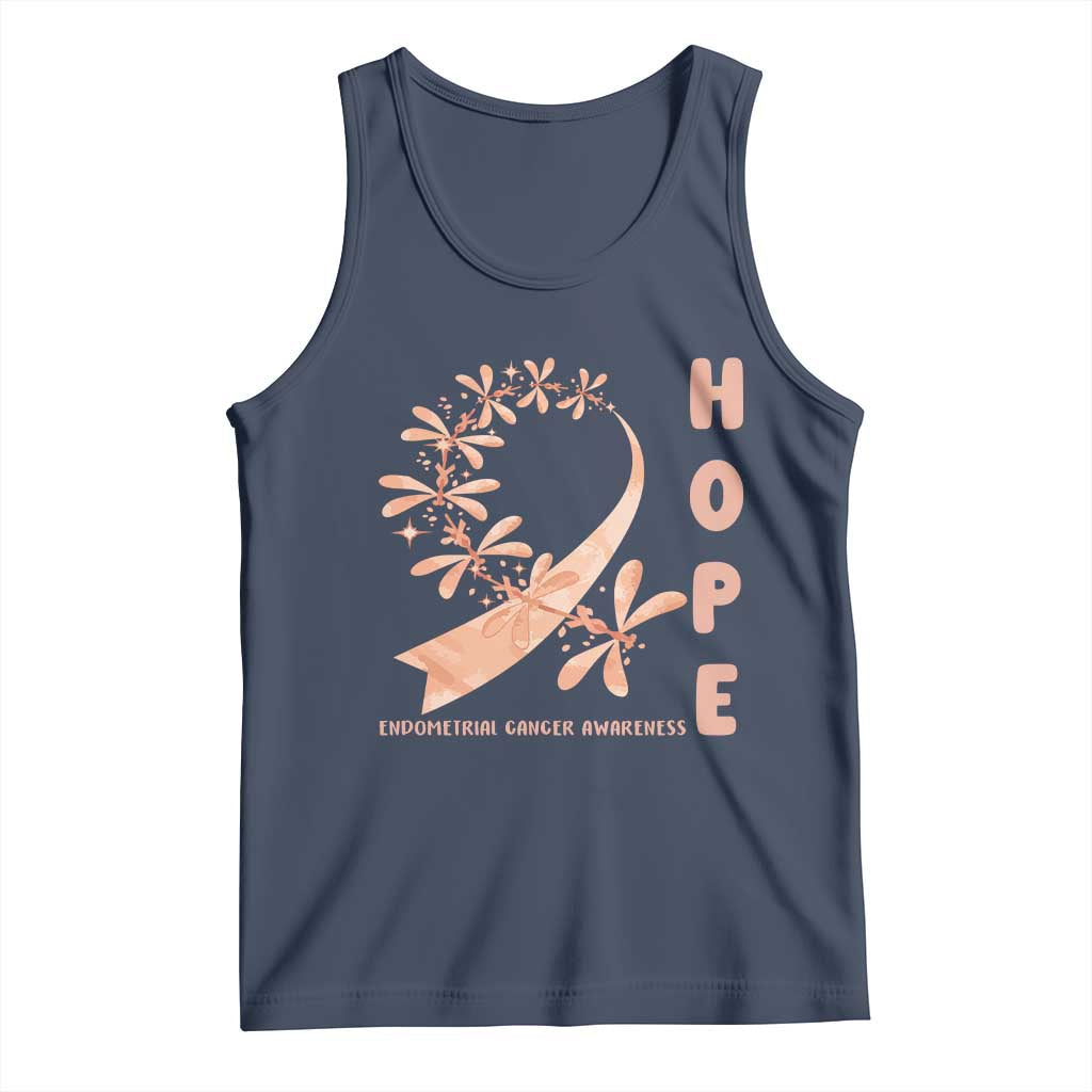 Peach Dragonfly Endometrial Cancer Tank Top Hope And Strength