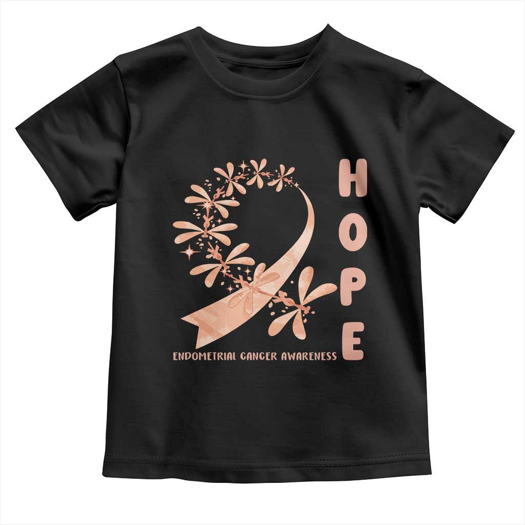 Peach Dragonfly Endometrial Cancer Toddler T Shirt Hope And Strength TS12 Black Print Your Wear