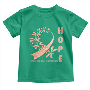 Peach Dragonfly Endometrial Cancer Toddler T Shirt Hope And Strength