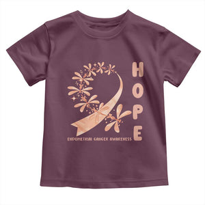 Peach Dragonfly Endometrial Cancer Toddler T Shirt Hope And Strength