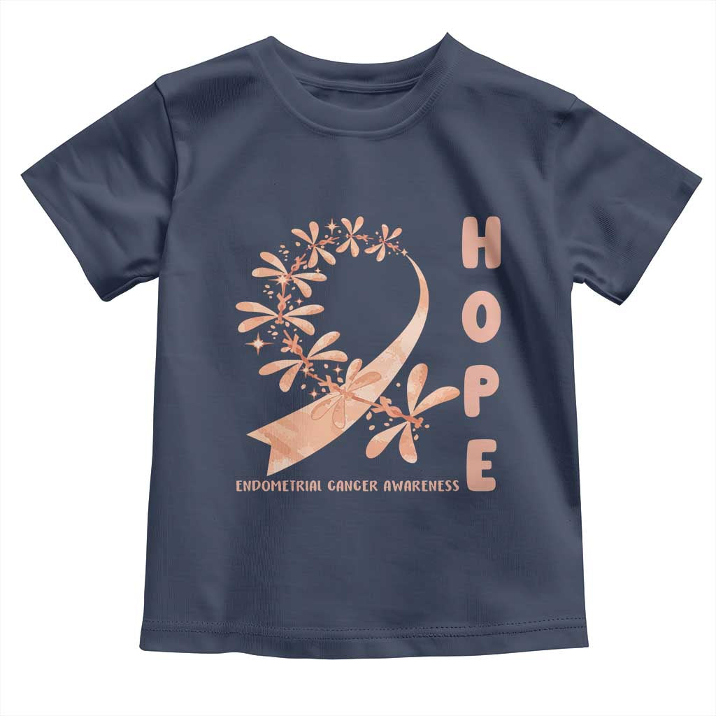 Peach Dragonfly Endometrial Cancer Toddler T Shirt Hope And Strength