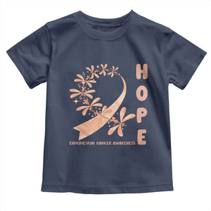 Peach Dragonfly Endometrial Cancer Toddler T Shirt Hope And Strength