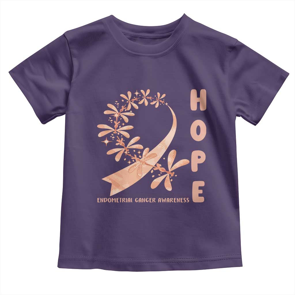 Peach Dragonfly Endometrial Cancer Toddler T Shirt Hope And Strength