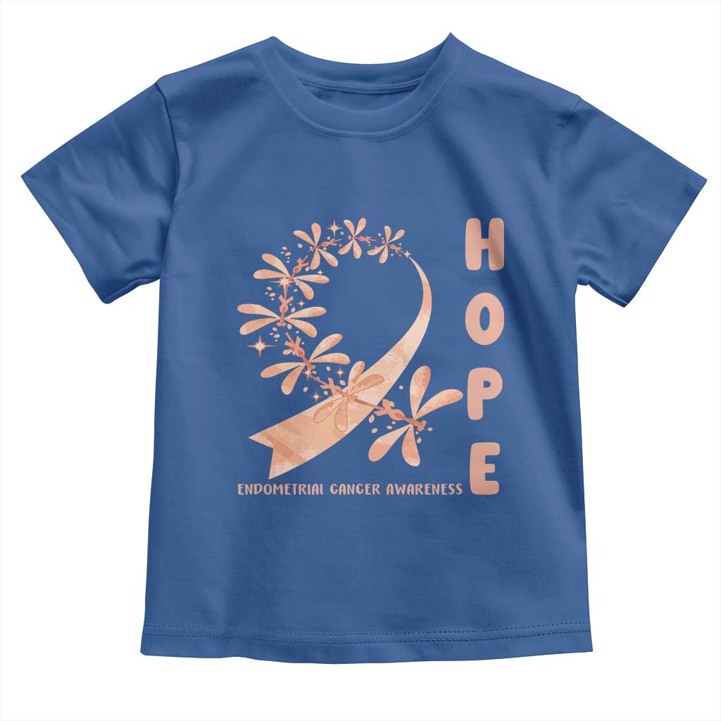 Peach Dragonfly Endometrial Cancer Toddler T Shirt Hope And Strength