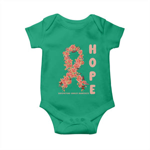 Endometrial Cancer Floral Ribbon Baby Onesie Hope Peach Ribbon Warrior