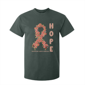 Endometrial Cancer Floral Ribbon T Shirt For Kid Hope Peach Ribbon Warrior