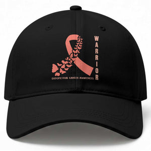 Endometrial Cancer Warrior Fighter Butterfly Baseball Cap Peach Ribbon Hope