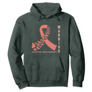 Endometrial Cancer Warrior Fighter Butterfly Hoodie Peach Ribbon Hope