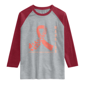 Endometrial Cancer Warrior Fighter Butterfly Raglan Shirt Peach Ribbon Hope
