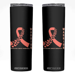 Endometrial Cancer Warrior Fighter Butterfly Skinny Tumbler Peach Ribbon Hope