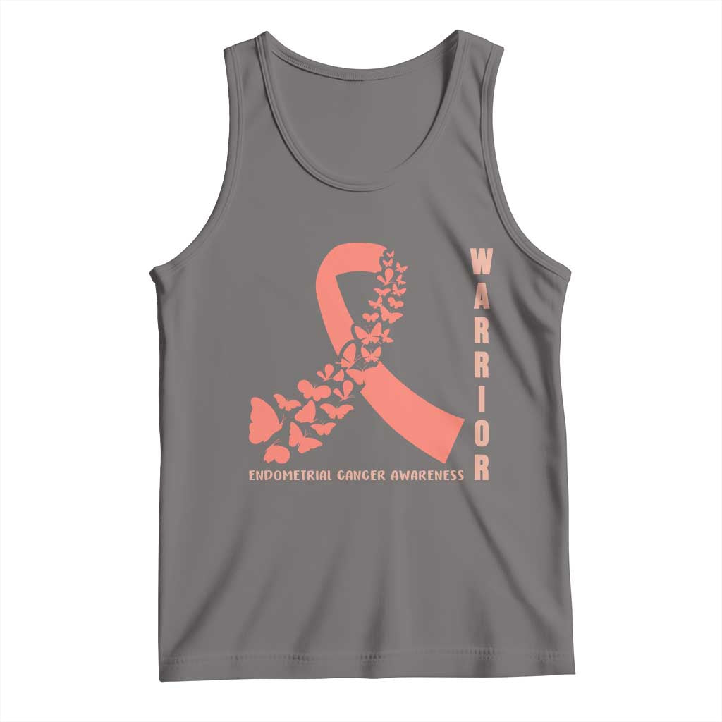 Endometrial Cancer Warrior Fighter Butterfly Tank Top Peach Ribbon Hope