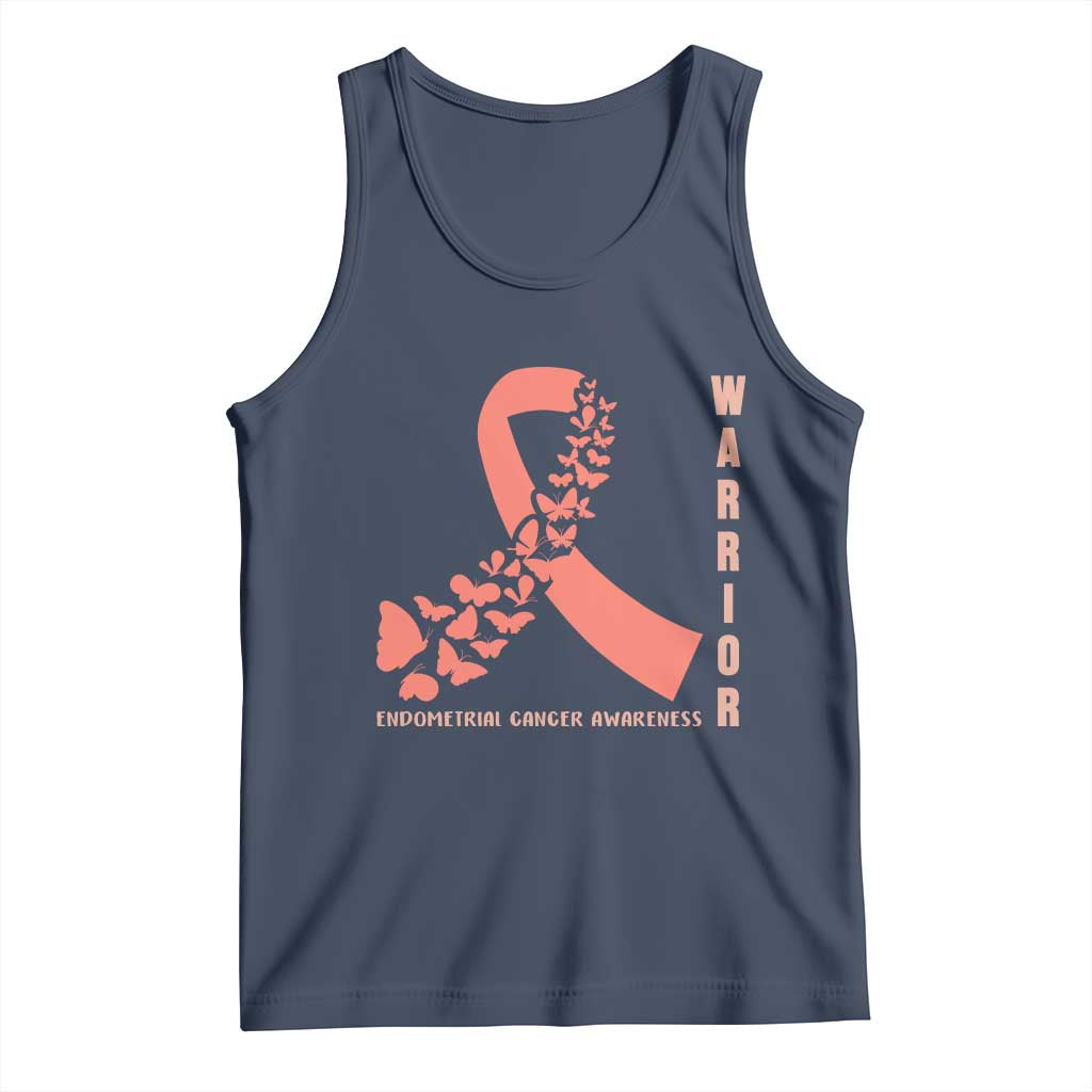 Endometrial Cancer Warrior Fighter Butterfly Tank Top Peach Ribbon Hope