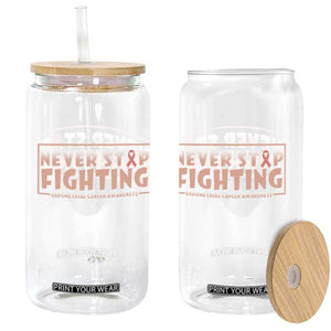 Endometrial Cancer Fighter Glass Can Never Stop Fighting Peach Ribbon
