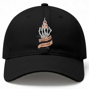 Funny Endometrial Cancer Skeleton Not Today Baseball Cap Fighter Peach Ribbon