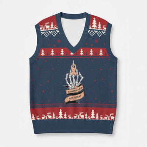 Funny Endometrial Cancer Skeleton Not Today V-Neck Knit Sweater Vest Fighter Peach Ribbon