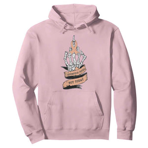 Funny Endometrial Cancer Skeleton Not Today Hoodie Fighter Peach Ribbon
