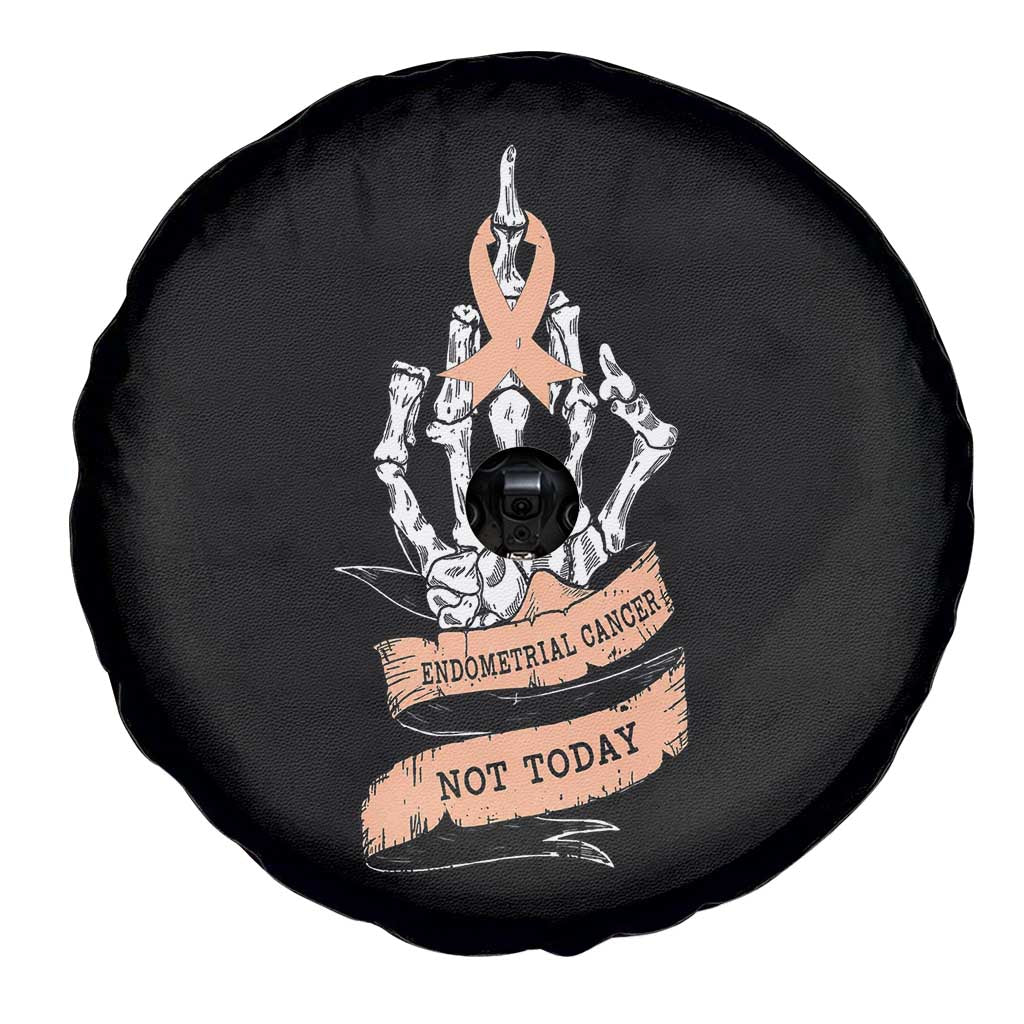 Funny Endometrial Cancer Skeleton Not Today Spare Tire Cover Fighter Peach Ribbon