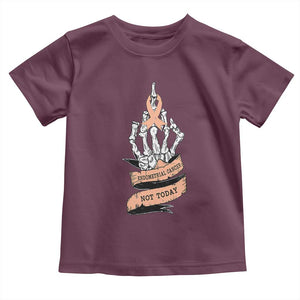 Funny Endometrial Cancer Skeleton Not Today Toddler T Shirt Fighter Peach Ribbon