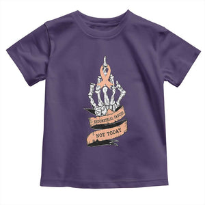 Funny Endometrial Cancer Skeleton Not Today Toddler T Shirt Fighter Peach Ribbon