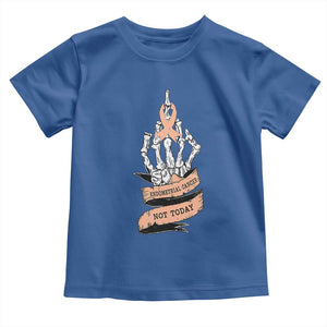 Funny Endometrial Cancer Skeleton Not Today Toddler T Shirt Fighter Peach Ribbon