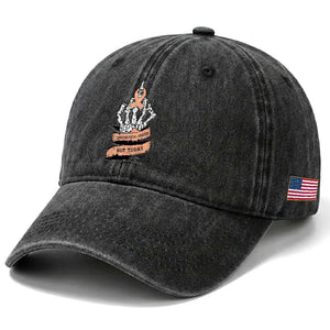Funny Endometrial Cancer Skeleton Not Today Washed Cotton Baseball Cap Fighter Peach Ribbon