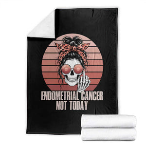 Vintage Endometrial Cancer Not Today Throw Blanket Skeleton Warrior Fighter