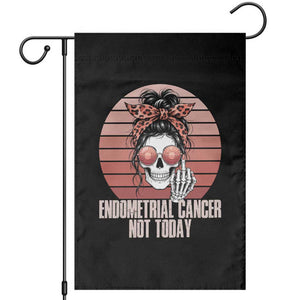Vintage Endometrial Cancer Not Today Garden Flag Skeleton Warrior Fighter