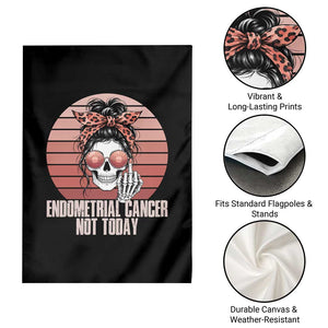 Vintage Endometrial Cancer Not Today Garden Flag Skeleton Warrior Fighter