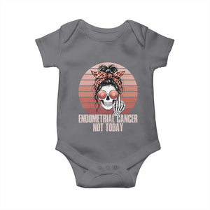 Vintage Endometrial Cancer Not Today Baby Onesie Skeleton Warrior Fighter