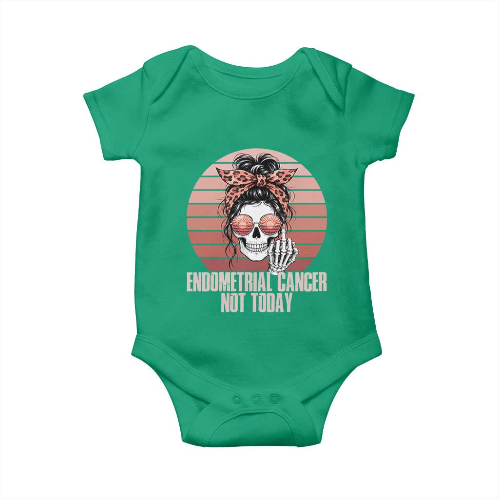 Vintage Endometrial Cancer Not Today Baby Onesie Skeleton Warrior Fighter