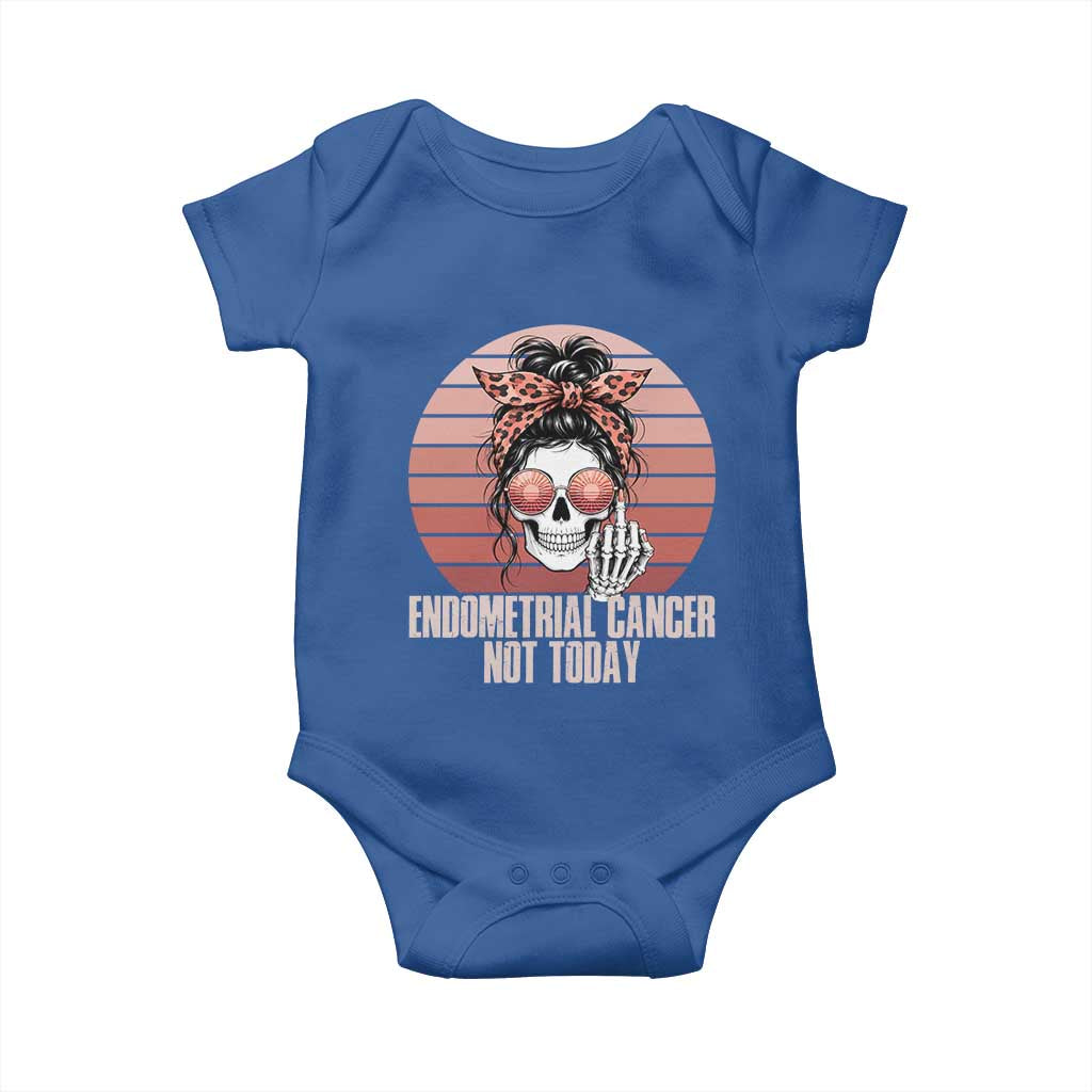 Vintage Endometrial Cancer Not Today Baby Onesie Skeleton Warrior Fighter