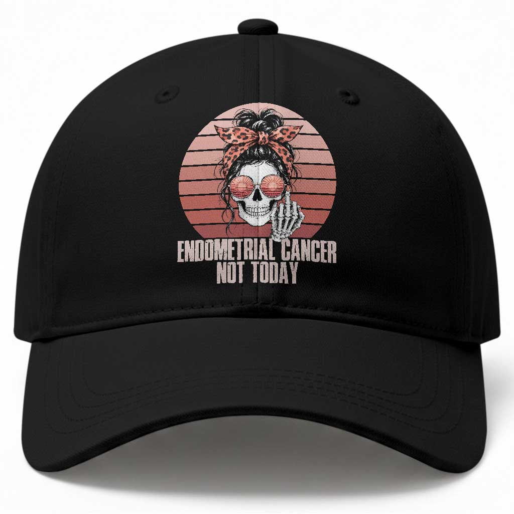 Vintage Endometrial Cancer Not Today Baseball Cap Skeleton Warrior Fighter