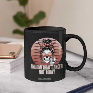 Vintage Endometrial Cancer Not Today Coffee Mug Skeleton Warrior Fighter