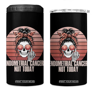 Vintage Endometrial Cancer Not Today 4 in 1 Can Cooler Tumbler Skeleton Warrior Fighter