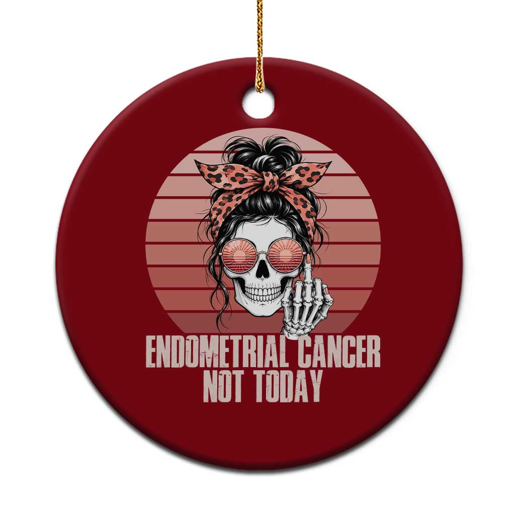 Vintage Endometrial Cancer Not Today Ceramic Ornament Skeleton Warrior Fighter
