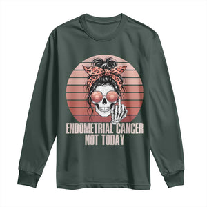 Vintage Endometrial Cancer Not Today Long Sleeve Shirt Skeleton Warrior Fighter