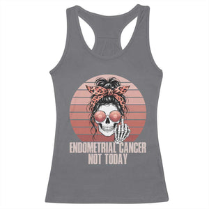 Vintage Endometrial Cancer Not Today Racerback Tank Top Skeleton Warrior Fighter