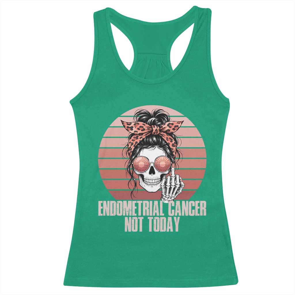 Vintage Endometrial Cancer Not Today Racerback Tank Top Skeleton Warrior Fighter