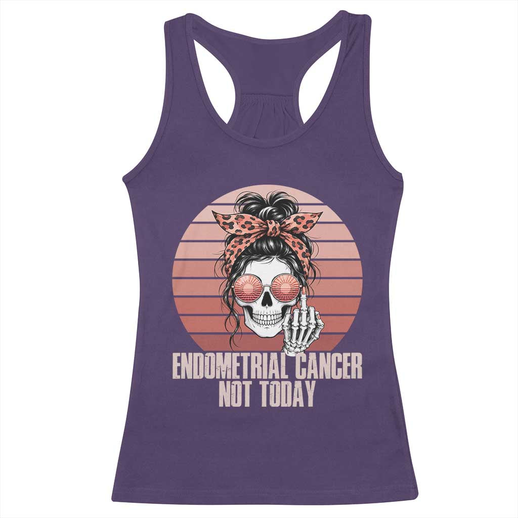 Vintage Endometrial Cancer Not Today Racerback Tank Top Skeleton Warrior Fighter